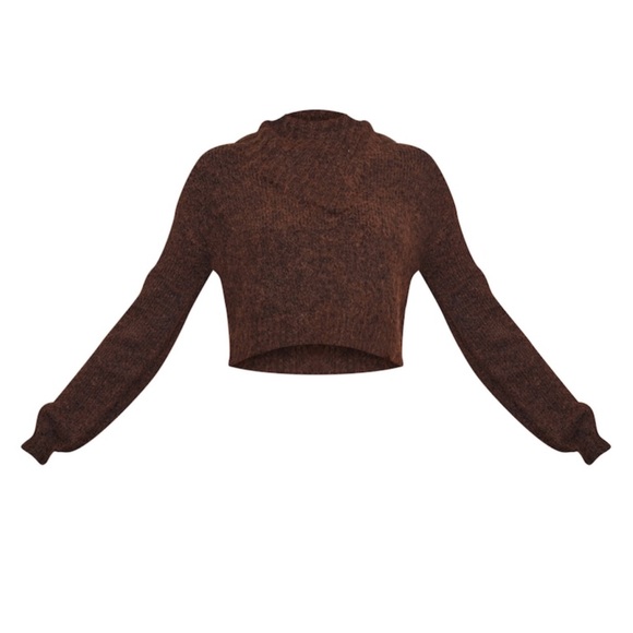 Fall 🍂 Chocolate Marl Knit Asymmetric Overlay Oversized Sweater - Picture 3 of 5